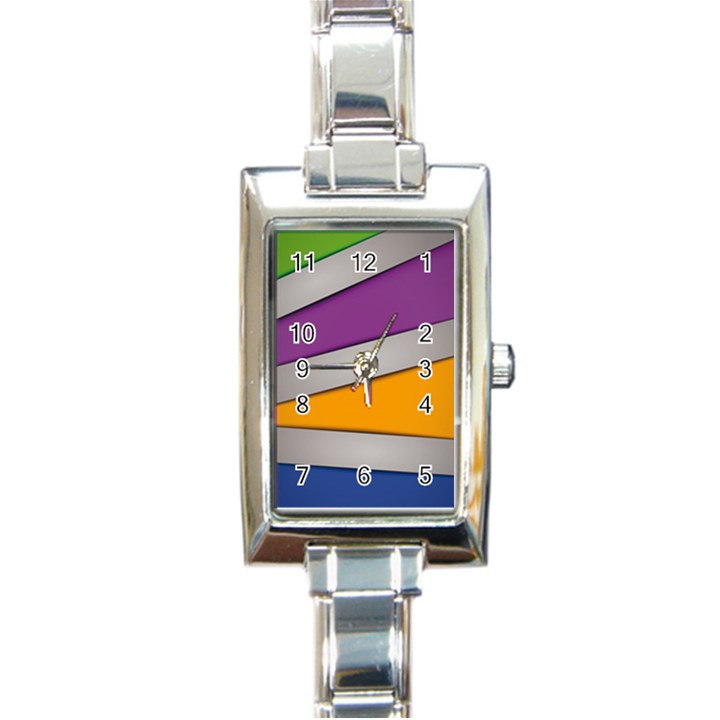 Colorful Geometry Shapes Line Green Grey Pirple Yellow Blue Rectangle Italian Charm Watch