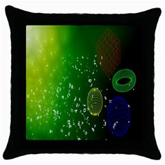 Geometric Shapes Letters Cubes Green Blue Throw Pillow Case (black) by Mariart