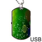 Geometric Shapes Letters Cubes Green Blue Dog Tag USB Flash (Two Sides) Back