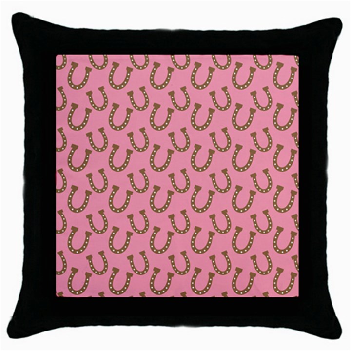 Horse Shoes Iron Pink Brown Throw Pillow Case (Black)