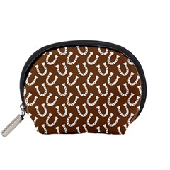 Horse Shoes Iron White Brown Accessory Pouches (small)  by Mariart