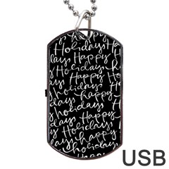 Happy Holidays Dog Tag Usb Flash (one Side) by Mariart