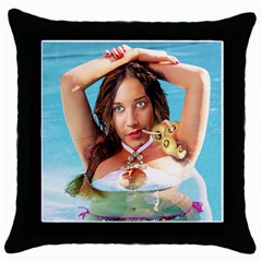 Woman In Pool Throw Pillow Case (black) by RakeClag