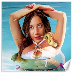 Woman In Pool Canvas 20  X 20   by RakeClag