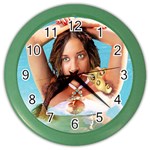 Woman in Pool Color Wall Clocks Front