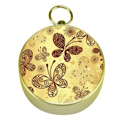 Butterfly Animals Fly Purple Gold Polkadot Flower Floral Star Sunflower Gold Compasses by Mariart