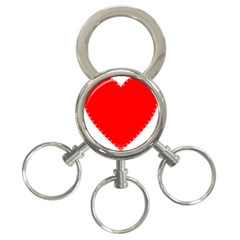 Heart Rhythm Inner Red 3-ring Key Chains by Mariart