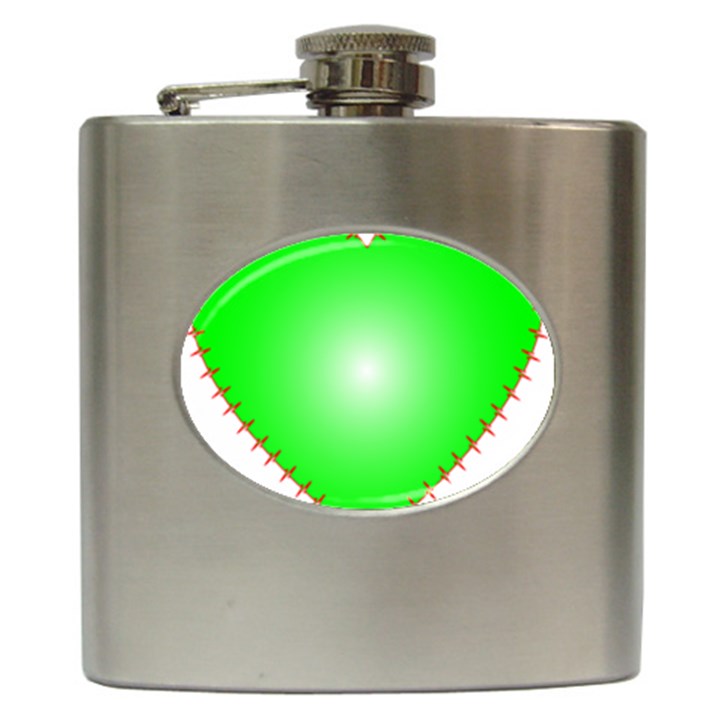 Heart Rhythm Inner Green Red Hip Flask (6 oz)