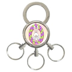 Make An Easter Egg Wreath Rabbit Face Cute Pink White 3-ring Key Chains by Mariart