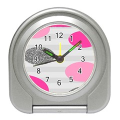 Polkadot Circle Round Line Red Pink Grey Diamond Travel Alarm Clocks by Mariart