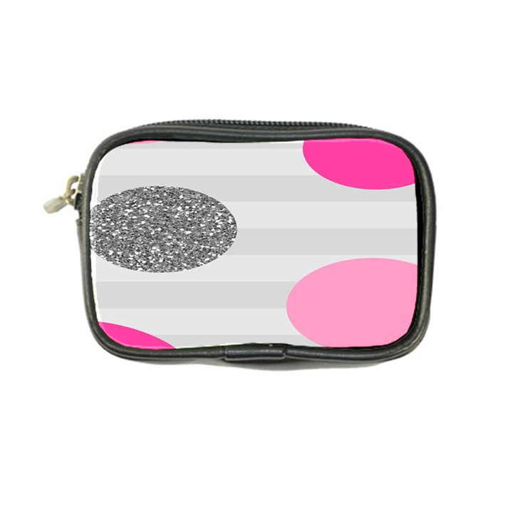 Polkadot Circle Round Line Red Pink Grey Diamond Coin Purse