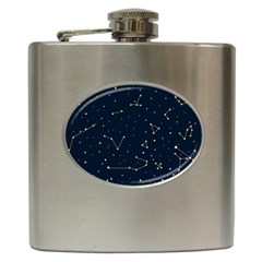 Star Zodiak Space Circle Sky Line Light Blue Yellow Hip Flask (6 Oz) by Mariart