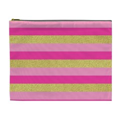 Pink Line Gold Red Horizontal Cosmetic Bag (xl) by Mariart