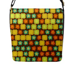 Random Hibiscus Pattern Flap Messenger Bag (l)  by linceazul