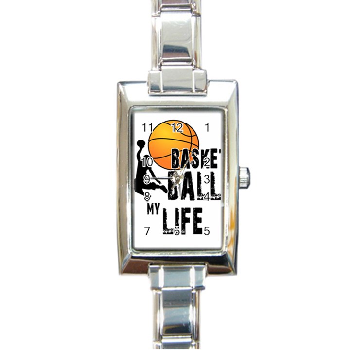 Basketball is my life Rectangle Italian Charm Watch