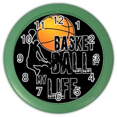 Basketball Is My Life Color Wall Clocks by Valentinaart