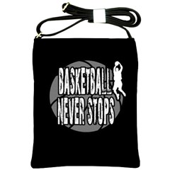 Basketball Never Stops Shoulder Sling Bags by Valentinaart