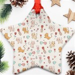 Kittens and birds and floral  patterns Ornament (Star) Front