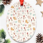 Kittens and birds and floral  patterns Oval Ornament (Two Sides) Front