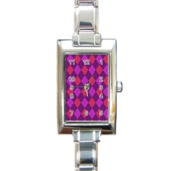 Plaid Pattern Rectangle Italian Charm Watch by Valentinaart