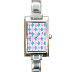 Plaid Pattern Rectangle Italian Charm Watch by Valentinaart