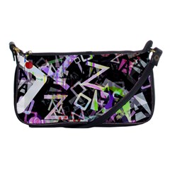 Chaos With Letters Black Multicolored Shoulder Clutch Bags by EDDArt