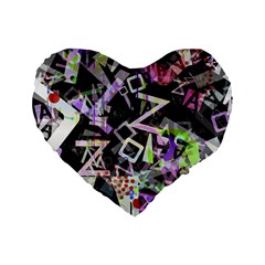 Chaos With Letters Black Multicolored Standard 16  Premium Heart Shape Cushions by EDDArt