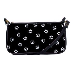 Footprints Cat White Black Shoulder Clutch Bags by EDDArt