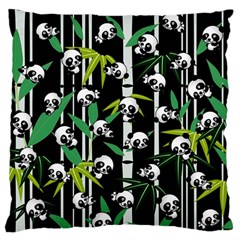 Satisfied And Happy Panda Babies On Bamboo Standard Flano Cushion Case (two Sides) by EDDArt