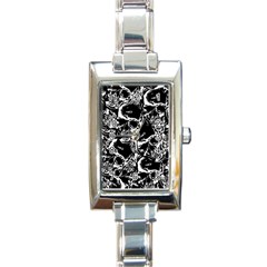 Skulls Pattern Rectangle Italian Charm Watch by ValentinaDesign