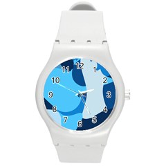 Blue Polka Round Plastic Sport Watch (m) by Mariart