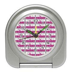 Black Friday Sale White Pink Disc Travel Alarm Clocks by Mariart