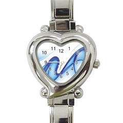 Glittering Abstract Lines Blue Wave Chefron Heart Italian Charm Watch by Mariart