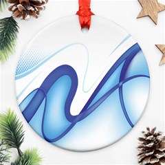 Glittering Abstract Lines Blue Wave Chefron Round Ornament (two Sides) by Mariart