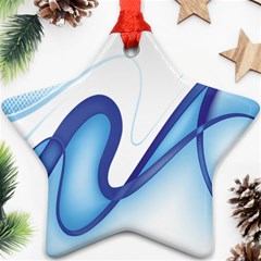 Glittering Abstract Lines Blue Wave Chefron Star Ornament (two Sides) by Mariart