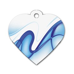 Glittering Abstract Lines Blue Wave Chefron Dog Tag Heart (one Side) by Mariart