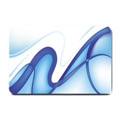 Glittering Abstract Lines Blue Wave Chefron Small Doormat  by Mariart