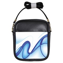 Glittering Abstract Lines Blue Wave Chefron Girls Sling Bags by Mariart