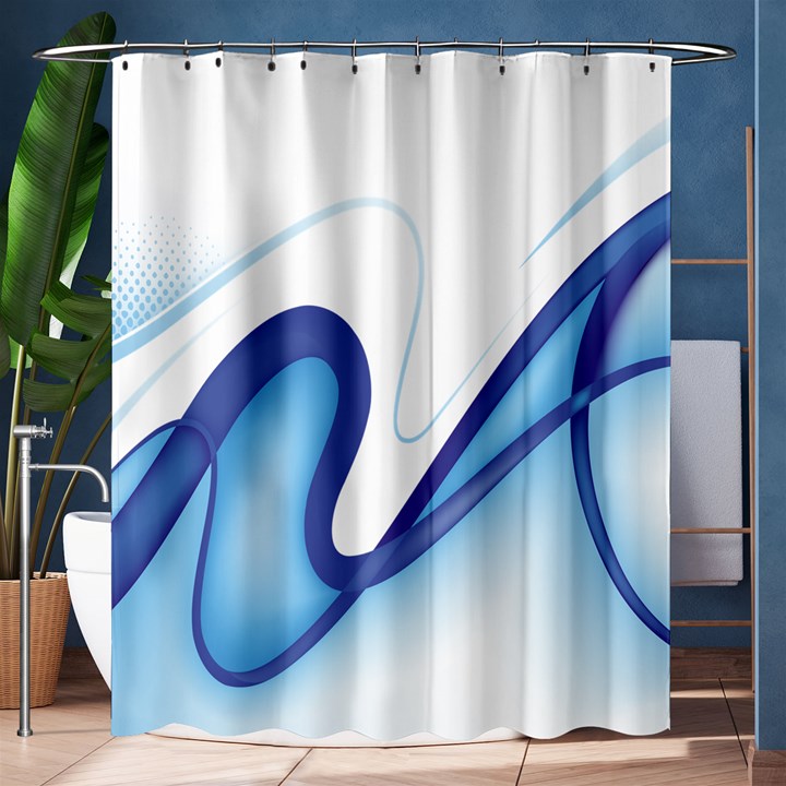 Glittering Abstract Lines Blue Wave Chefron Shower Curtain 60  x 72  (Medium) 