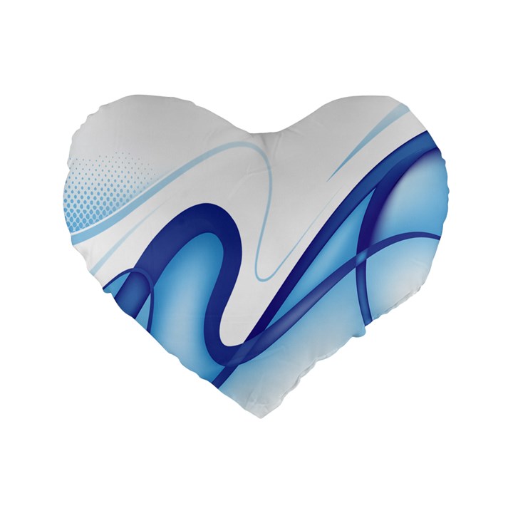 Glittering Abstract Lines Blue Wave Chefron Standard 16  Premium Heart Shape Cushions