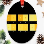 Horizontal Color Scheme Plaid Black Yellow Oval Ornament (Two Sides) Back