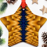 Plaid Blue Gold Wave Chevron Star Ornament (Two Sides) Back