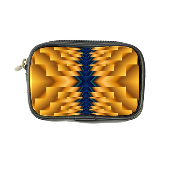 Plaid Blue Gold Wave Chevron Coin Purse