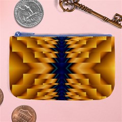 Plaid Blue Gold Wave Chevron Large Coin Purse by Mariart