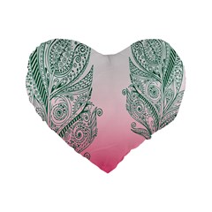 Toggle The Widget Bar Leaf Green Pink Standard 16  Premium Flano Heart Shape Cushions by Mariart