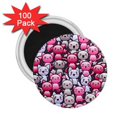 Cute Doodle Wallpaper Cute Kawaii Doodle Cats 2 25  Magnets (100 Pack)  by Nexatart