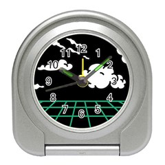 Illustration Cloud Line White Green Black Spot Polka Travel Alarm Clocks by Mariart