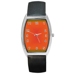 Scarlet Pimpernel Writing Orange Green Barrel Style Metal Watch by Mariart