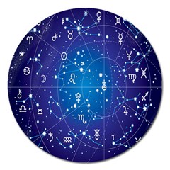 Astrology Illness Prediction Zodiac Star Magnet 5  (round) by Mariart