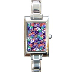 Bird Feathers Color Rainbow Animals Fly Rectangle Italian Charm Watch by Mariart